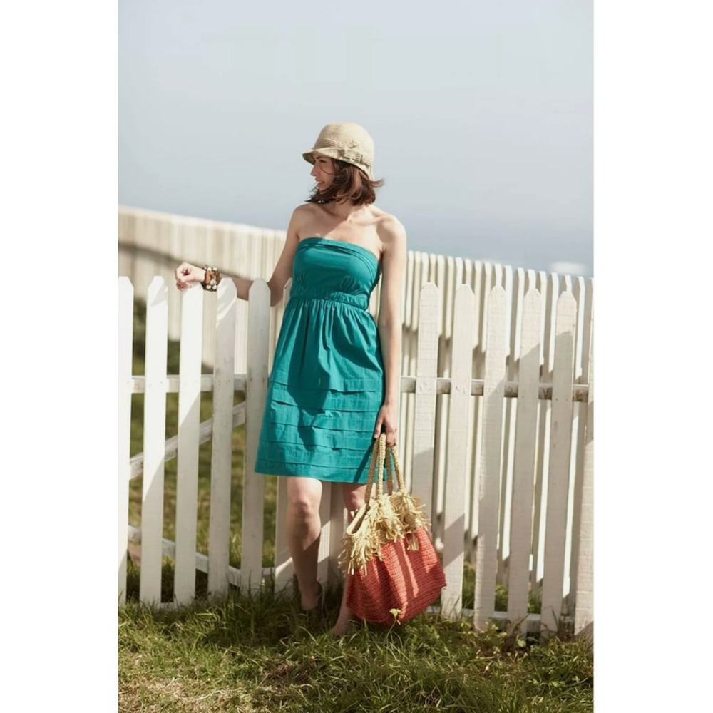 Maeve Height of Summer Strapless Cotton Dress Sz 8 Cottage Feminine Retro - Picture 3 of 13